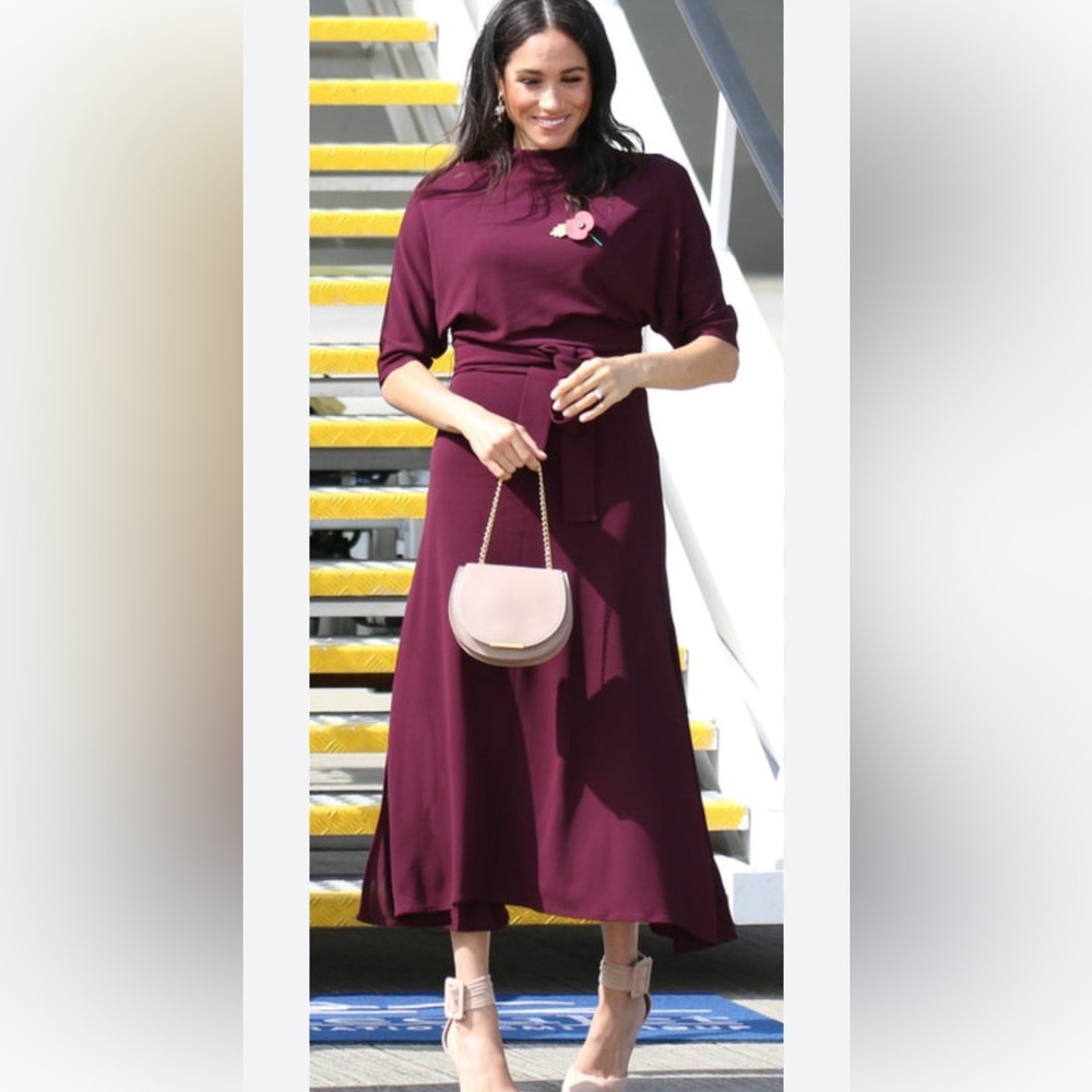 BOSS Burgundy Maxi Dress ASO Meghan Markle NWT